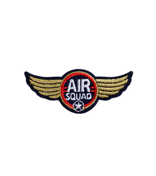 Set of 3 aviation air squad badges with grey white wings 5.7cm x 2.4cm