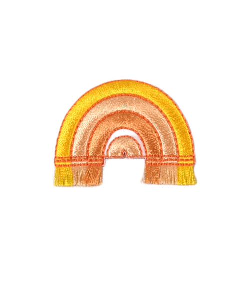 Rainbow fringe weather badge 4cm x 3.2cm