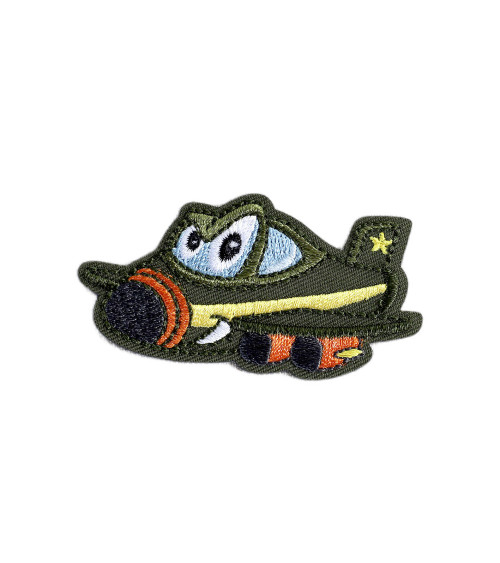 Funny transport badge green plane 6cm x 3.5cm