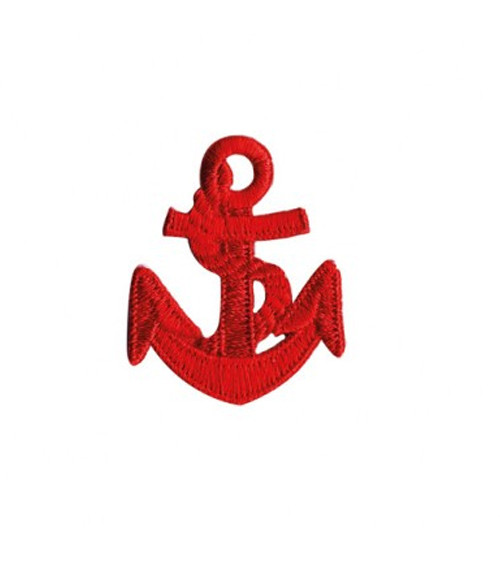 Set of 3 iron-on red marine anchor badges