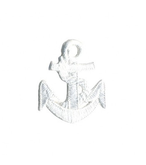 Set of 3 iron-on white marine anchor badges