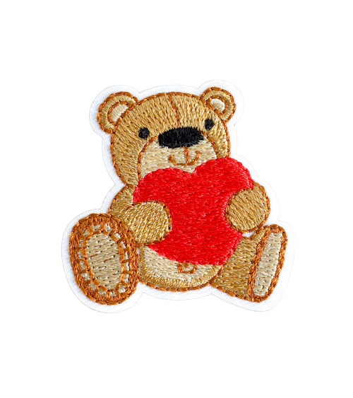 Niedliches rotes Herz-Teddybär-Abzeichen, 4 cm x 4 cm