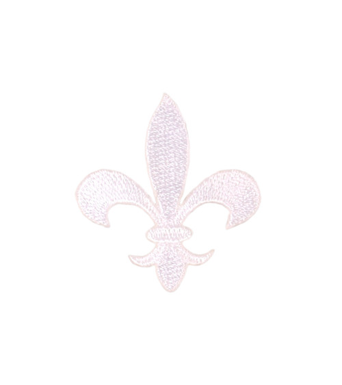 Weißes Fleur-de-Lys-Abzeichen 3,5 cm x 4 cm