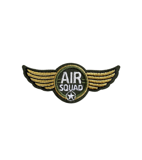 Distintivo dello stemma dell'aviazione della squadra aerea con ali color kaki dorato 5,7 cm x 2,4 cm