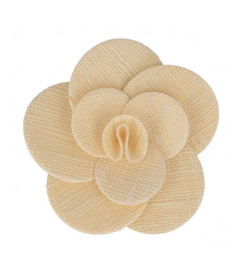 Rose jute on ecru brooch