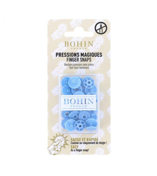 Bohin 13mm sky blue snap fasteners without pliers