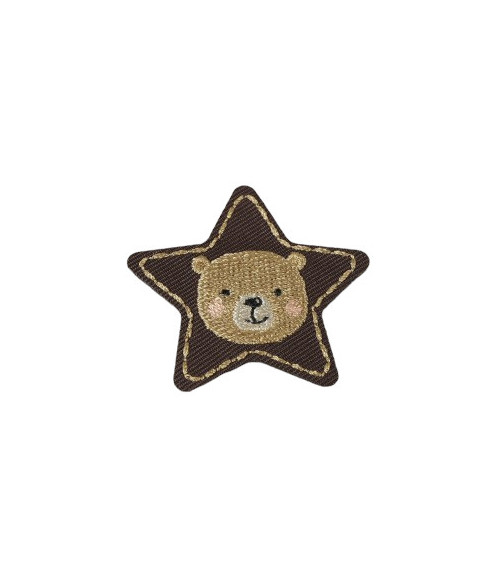 Set of 3 iron-on animal star bear badges 4cm x 4cm