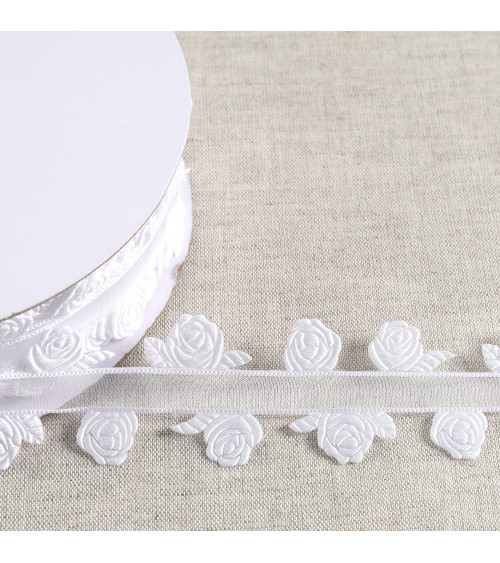 Spool 20m ribbon cut roses ribbon cut roses white 35mm