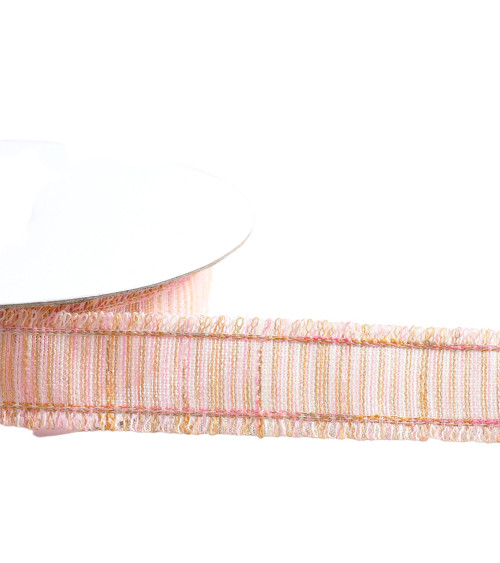 Double fringe braid 25mm light pink per meter