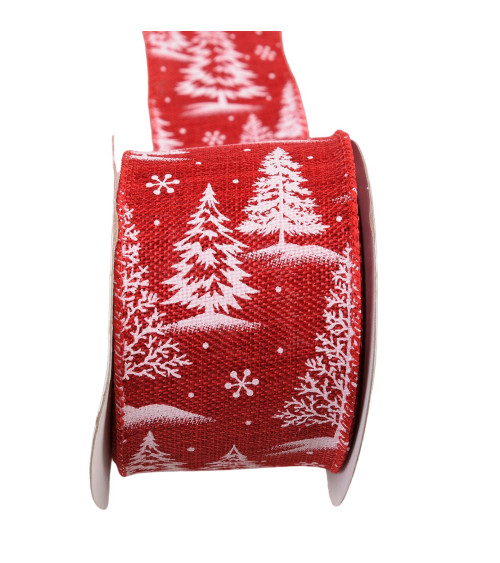 Spool 10m Christmas tree ribbon red Christmas tree ribbon 63mm