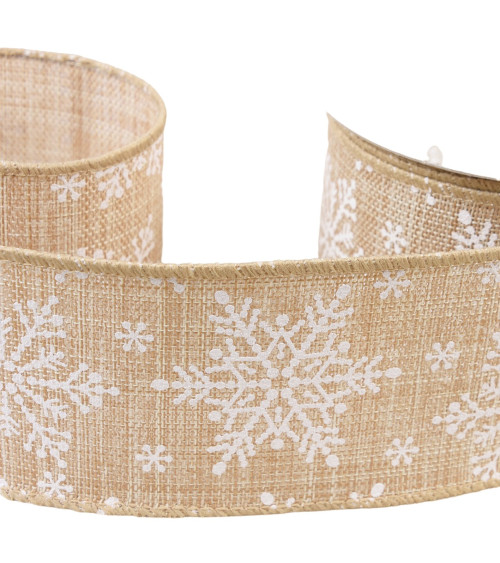 Bobina da 10 m di nastro beige con fiocchi di neve da 63 mm