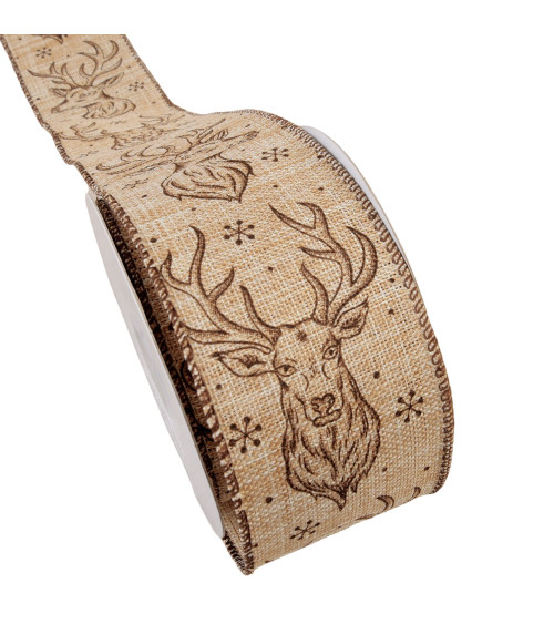 63mm beige deer ribbon by the meter