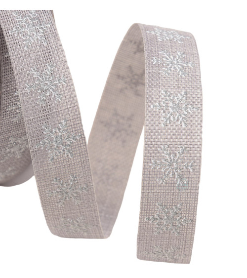 16mm gray small snowflake ribbon per meter