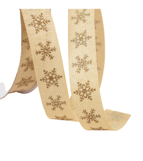 16mm beige small snowflake ribbon per meter