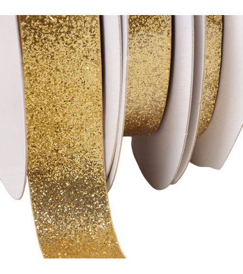 30m reel of gold glitter ribbon