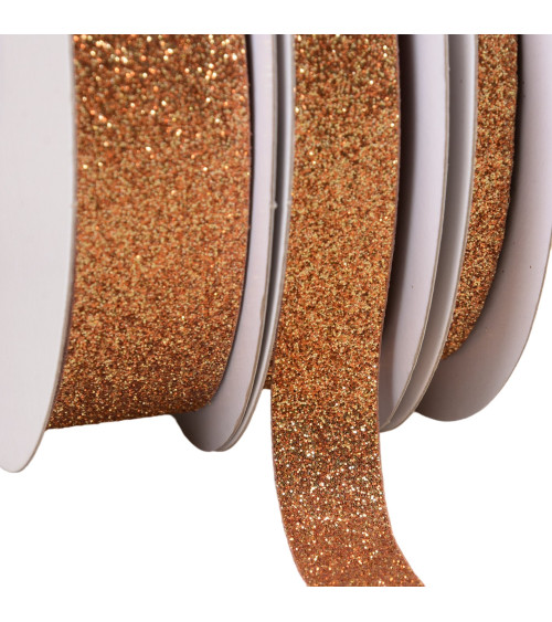 30m spool of pink/gold glitter ribbon