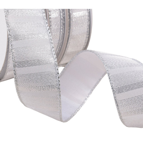 25m reel of silver brass-plated metallic ribbon