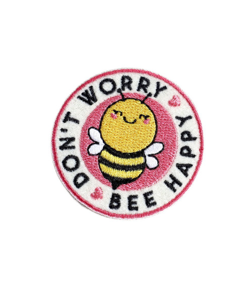 Funny iron-on badge of a happy bee 4.5cm x 4.5cm