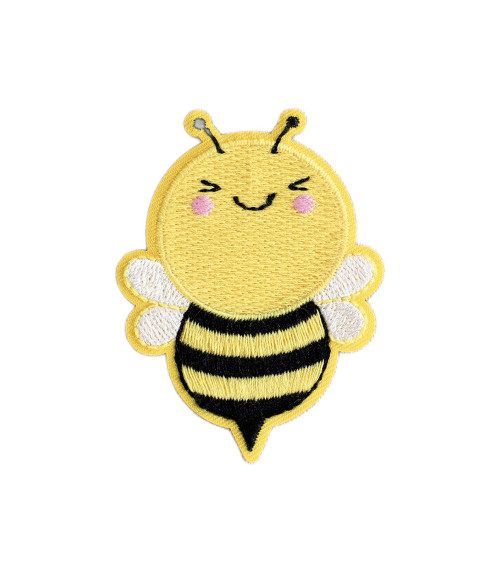 Funny bee iron-on badge 4.5cm x 6.2cm