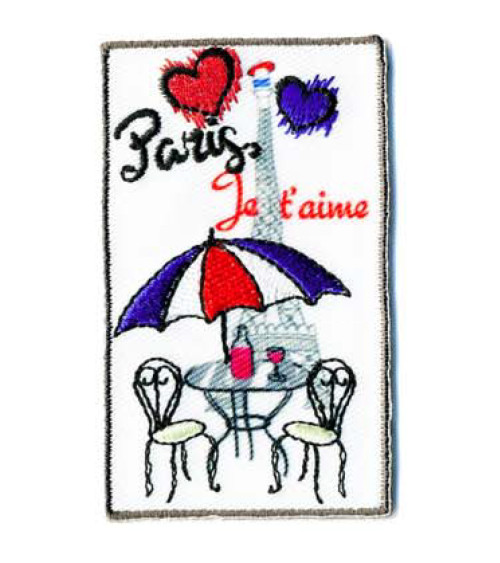 Set mit 3 Paris I love you Aufnähern zum Aufbügeln, 6 x 3,5 cm