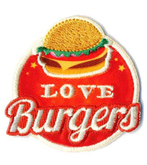 Set mit 3 „Love Burgers“-Aufnähern zum Aufbügeln