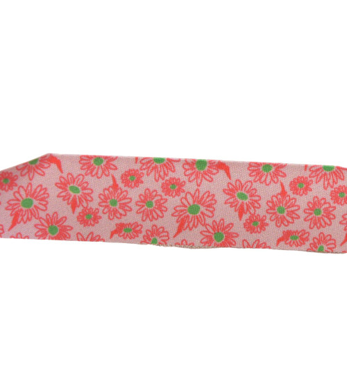 Bias binding daisy flowers 20mm red per meter made in France