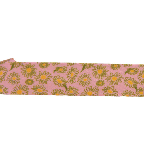 Bias binding daisy flowers 20mm light pink per meter made in France