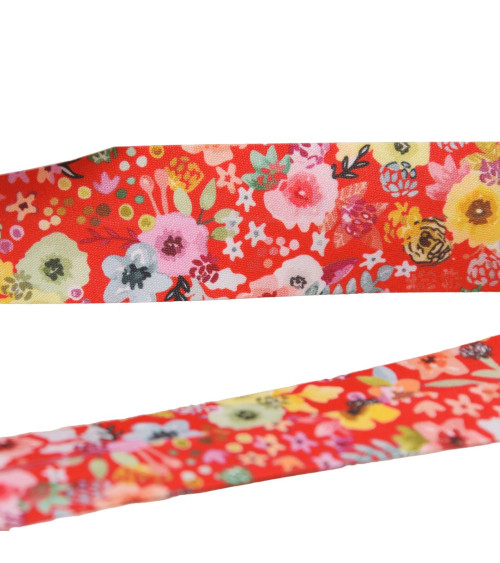 27mm red flower bias binding per meter made in France