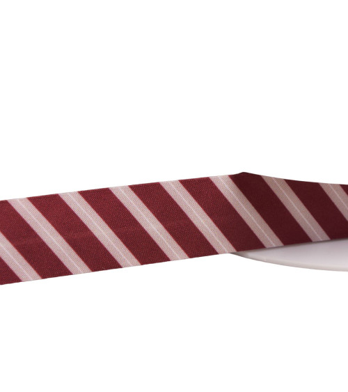 20mm burgundy red striped bias binding by the meter made in France