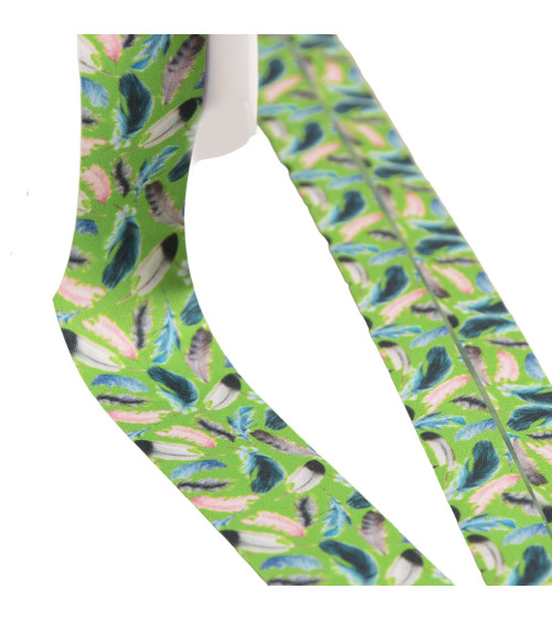 27mm anise green feather bias binding per meter made in France