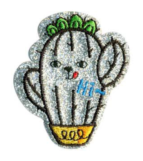 Set of 3 cactus glitter iron-on patches