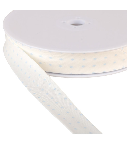 Bobbin of GOTS organic cotton star bias binding 25m Light Blue 20mm