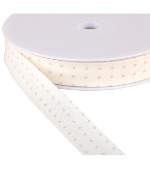 Bobbin of GOTS organic cotton star bias binding 25m Light Grey 20mm