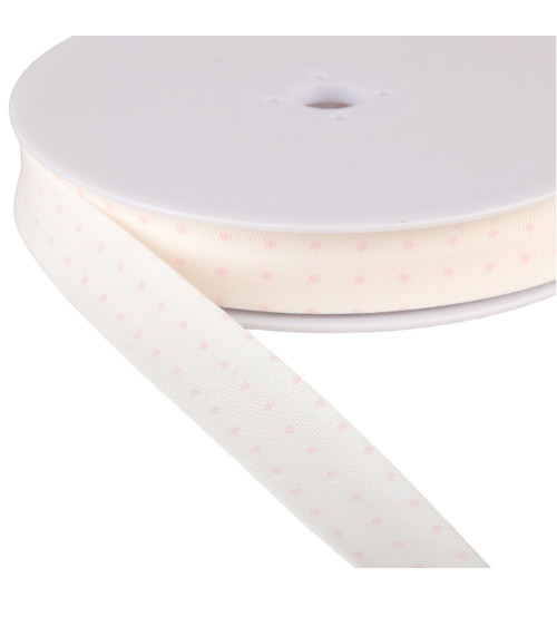 Bobbin of GOTS organic cotton star bias binding 25m Light Pink 20mm