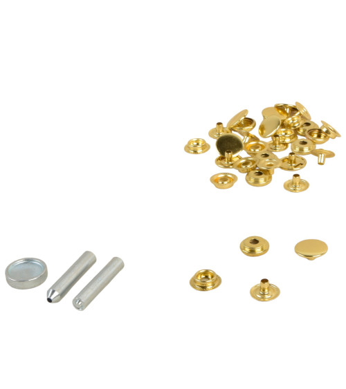 8 snap fasteners 15mm heavy fabrics and gold tool