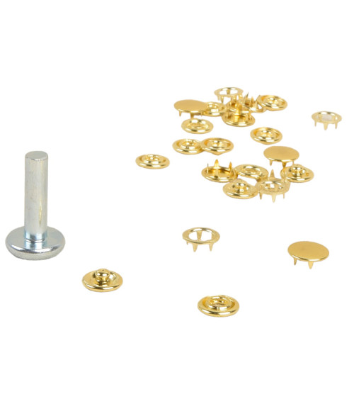 6 snap fasteners 11.5mm light fabrics and gold tool