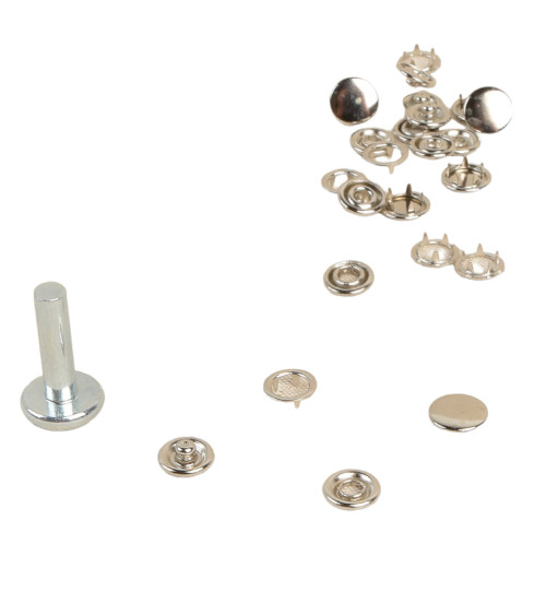 6 snap fasteners 11.5mm light fabrics and silver tool