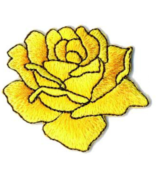 Set of 3 iron-on badges drawn yellow rose 4x4.5cm