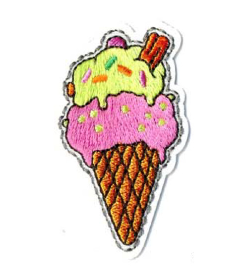 Set of 3 good ice cream iron-on badges 6x3cm