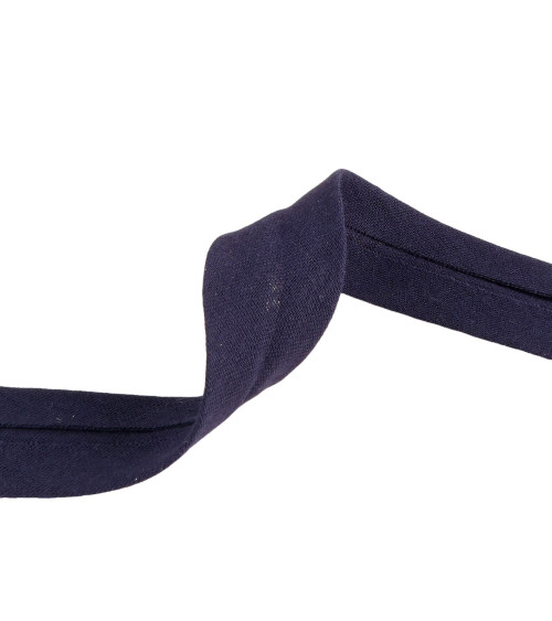 27mm navy double gauze bias binding by the meter made in France