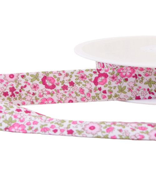 20mm old pink flower bias binding per meter