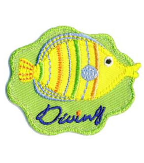 Set of 3 iron-on Diving fish badges 5x4.5cm