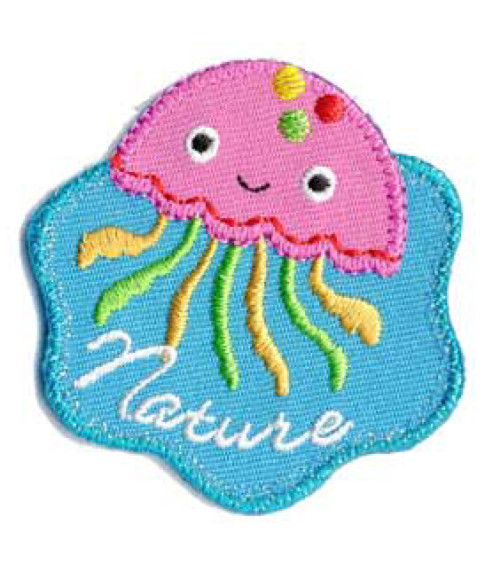 Set of 3 iron-on jellyfish Nature badges 5x4.5cm