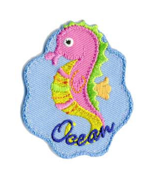 Set of 3 iron-on seahorse Ocean badges 5x4.5cm