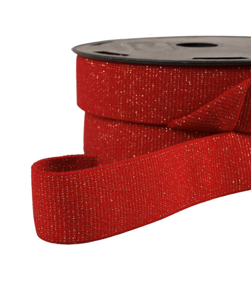 20m spool of metallic red/gold boxer elastic 32mm