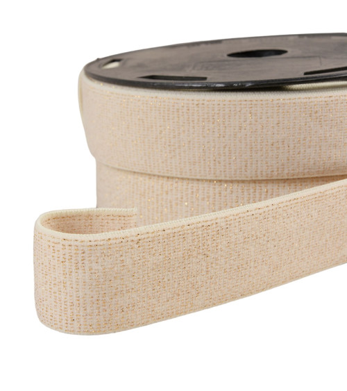 20m spool of metallic boxer elastic, ecru/gold, 32mm