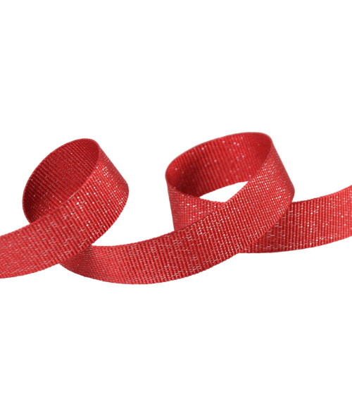 Spool 25m grosgrain metallic red 15mm