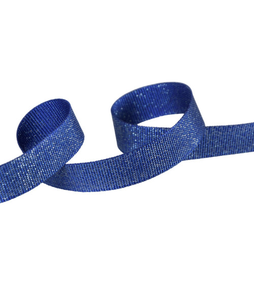 Bobina da 25 m grana grossa blu royal metallizzato da 15 mm