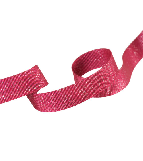 25-m-Rolle Metallic-Grobkorn-Fuchsia 15 mm