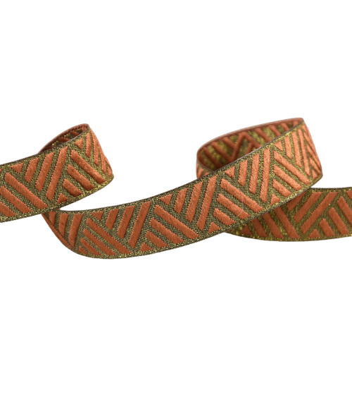 Spool 15m geometric rust metal ribbon 15mm